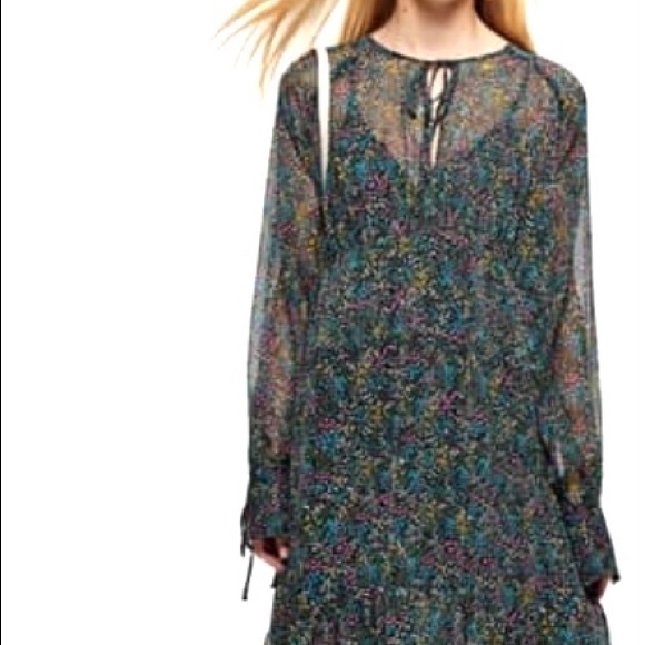 Topshop ditsy floral chiffon midi dress in multi - Picture 3 of 16